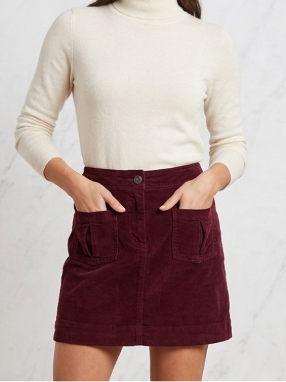 Athleta Corduroy Mini Skirt in Wine Red